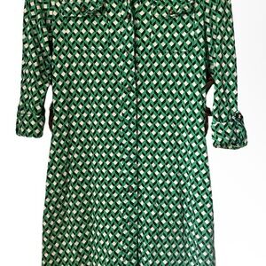 Charter Club Green White Blue Patterned Women's Dress Relaxed Fit Size Small